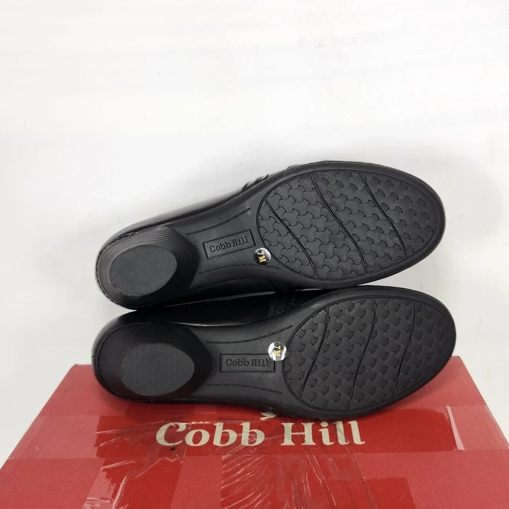 Cobb Hill Laurel Slip On Womens Size 7 Black Leather Comfort Block Heel Loafer